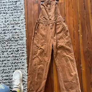 Abercrombie- Women's Brown Wide Leg Zipper Front Overalls